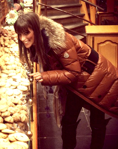 Brown fur-hooded Moncler 'Lucie' down 